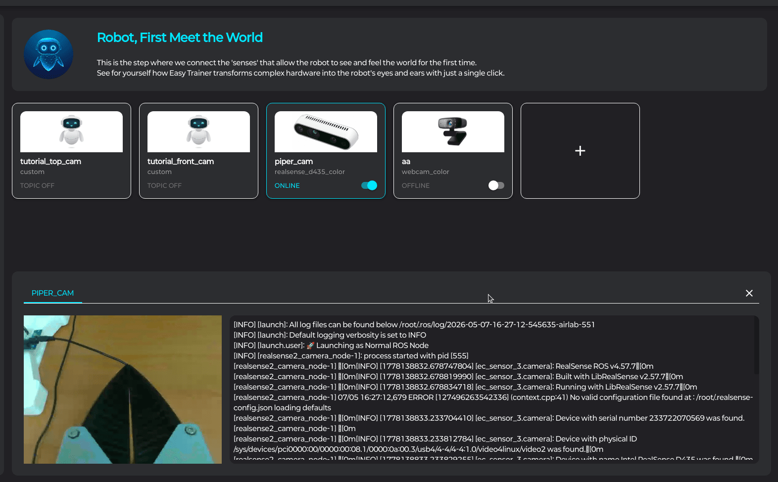 Realsense ONLINE + 라이브 프리뷰